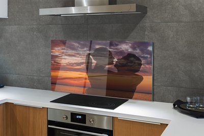 Panel szklany do Kuchni Ludzie nad Morzem pod Chmurami