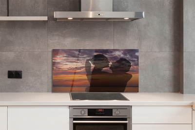 Panel szklany do Kuchni Ludzie nad Morzem pod Chmurami