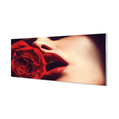 Szklany Panel Róża kobieta usta