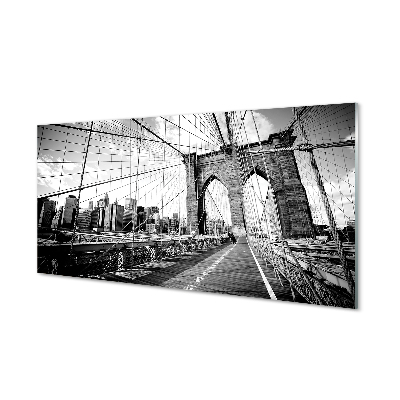 Panel szklany do Kuchni Most na Tle Wieżowców