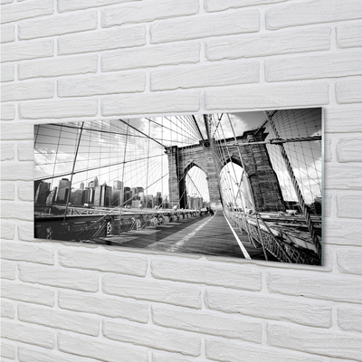 Panel szklany do Kuchni Most na Tle Wieżowców