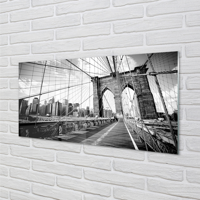 Panel szklany do Kuchni Most na Tle Wieżowców