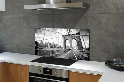 Panel szklany do Kuchni Most na Tle Wieżowców