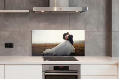 Panel szklany do Kuchni Para Młoda pod Błękitnym Niebem