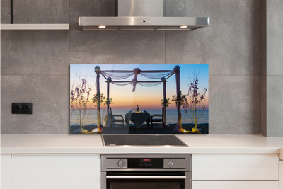 Szklany Panel Kolacja o Zachodzie Słońca nad Morzem