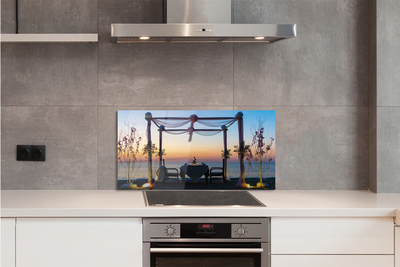 Szklany Panel Kolacja o Zachodzie Słońca nad Morzem