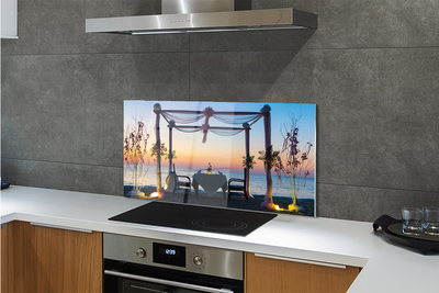 Szklany Panel Kolacja o Zachodzie Słońca nad Morzem