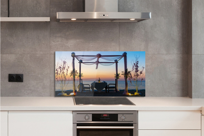 Szklany Panel Kolacja o Zachodzie Słońca nad Morzem