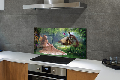 Panel nad Blat Kuchenny Kobieta z Bażantem w Lesie