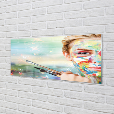 Szklany Panel Artystka z Pędzlami