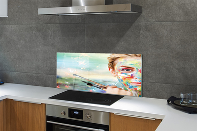 Szklany Panel Artystka z Pędzlami