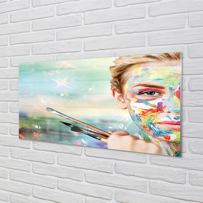 Szklany Panel Artystka z Pędzlami