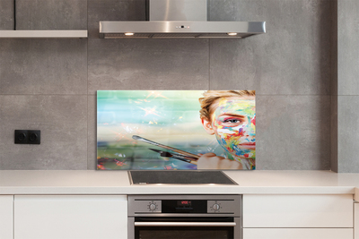 Szklany Panel Artystka z Pędzlami