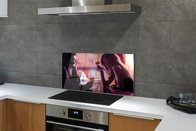 Panel szklany do Kuchni Ludzie z Kieliszkami