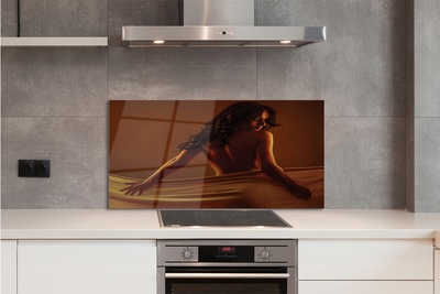 Panel szklany do Kuchni Kobieta Owinięta Materiałem