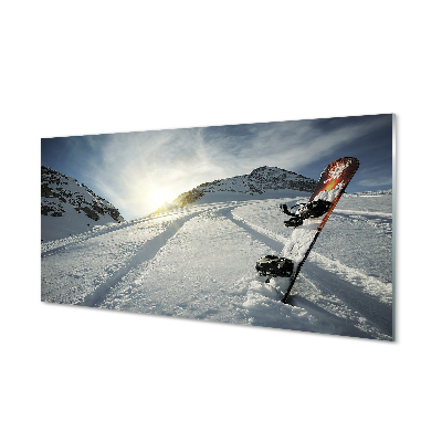 Szklany Panel Deska w śniegu góry