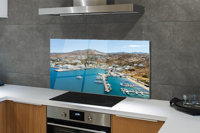 Panel Szklany Malownicze Miasto na Greckim Wybrzeżu