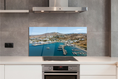 Panel Szklany Malownicze Miasto na Greckim Wybrzeżu