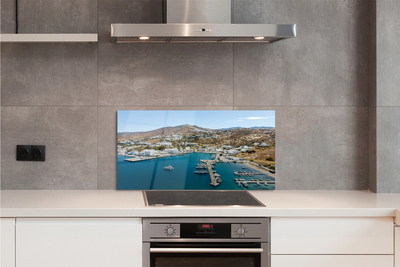 Panel Szklany Malownicze Miasto na Greckim Wybrzeżu