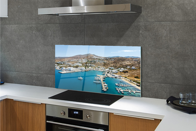 Panel Szklany Malownicze Miasto na Greckim Wybrzeżu