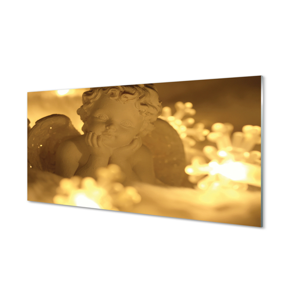 Panel szklany do Kuchni Śpiący Aniołek w Blasku Lampek