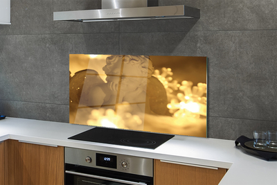 Panel szklany do Kuchni Śpiący Aniołek w Blasku Lampek