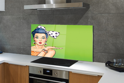 Panel nad Blat Kuchenny Kobieta z Czerwonymi Ustami i Kokardą