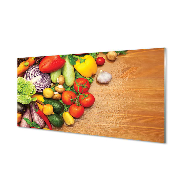 Szklany Panel Warzywna Kompozycja z Pieczarkami