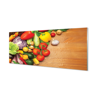 Szklany Panel Warzywna Kompozycja z Pieczarkami