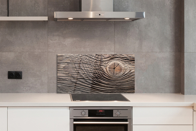 Panel szklany do Kuchni Słoje Drewna w Zbliżeniu