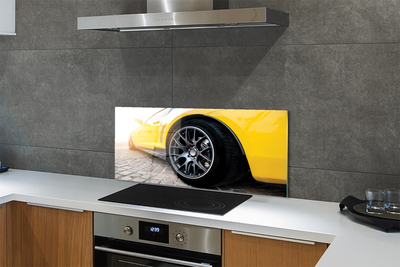 Panel szklany do Kuchni Klasyczne Żółte Auto