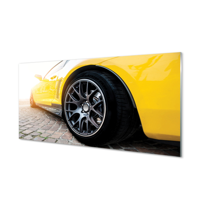 Panel szklany do Kuchni Klasyczne Żółte Auto