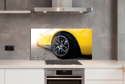 Panel szklany do Kuchni Klasyczne Żółte Auto