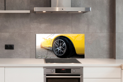 Panel szklany do Kuchni Klasyczne Żółte Auto