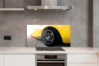 Panel szklany do Kuchni Klasyczne Żółte Auto