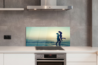 Panel szklany do Kuchni Ludzie nad Brzegiem Morza