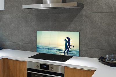 Panel szklany do Kuchni Ludzie nad Brzegiem Morza