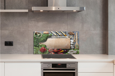 Szklany Panel Przyprawy na Drewnianej Desce