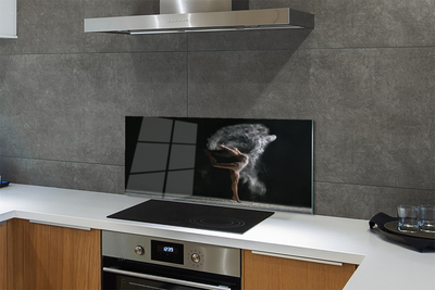 Panel szklany do Kuchni Kobieta w Oparach Dymu