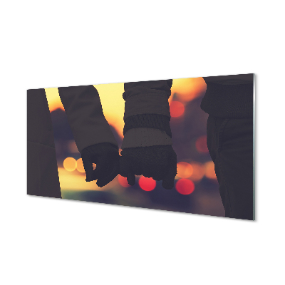 Szklany Panel Dłonie Zakochanych w Blasku Świateł