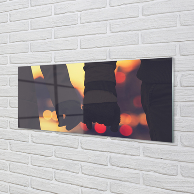 Szklany Panel Dłonie Zakochanych w Blasku Świateł