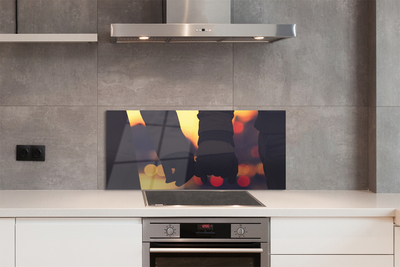 Szklany Panel Dłonie Zakochanych w Blasku Świateł