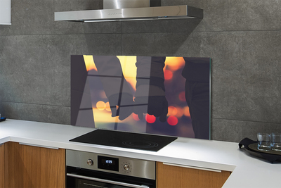 Szklany Panel Dłonie Zakochanych w Blasku Świateł