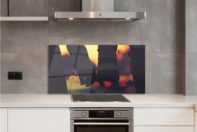 Szklany Panel Dłonie Zakochanych w Blasku Świateł