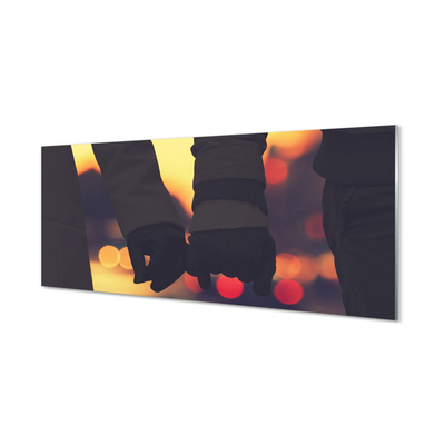 Szklany Panel Dłonie Zakochanych w Blasku Świateł