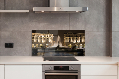 Szkło do Kuchni na Ścianę Rzymska Fontanna pod Nocnym Niebem