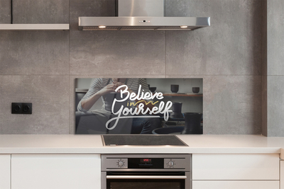 Szklany Panel Człowiek i Napis