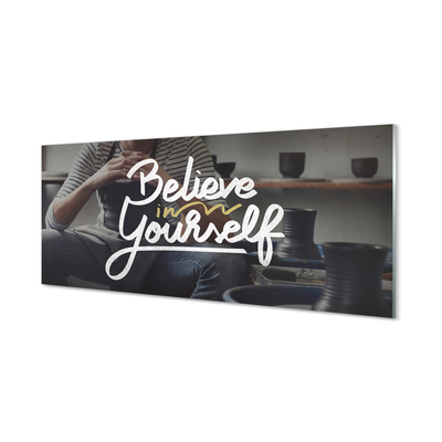 Szklany Panel Człowiek i Napis