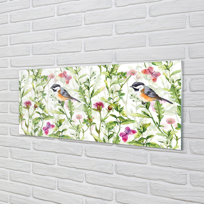 Panel szklany do Kuchni Artystyczna Wizja Ptaka w Trawie