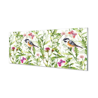 Panel szklany do Kuchni Artystyczna Wizja Ptaka w Trawie